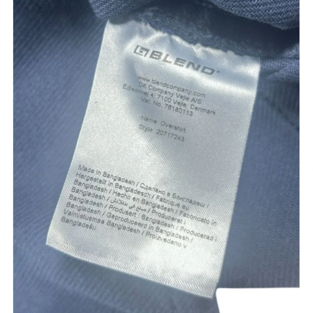 Blend Mens Overshirt Navy Blue Snap Front‎ Twill Chore Jacket Size Small NWT